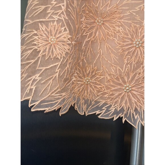 Action I Jay Daniels Blazer 22 Peach Pearl Bead Jacket Embroidered Sheer Lined - Picture 7 of 12